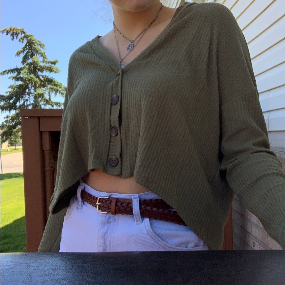 Dark Green button up sweater